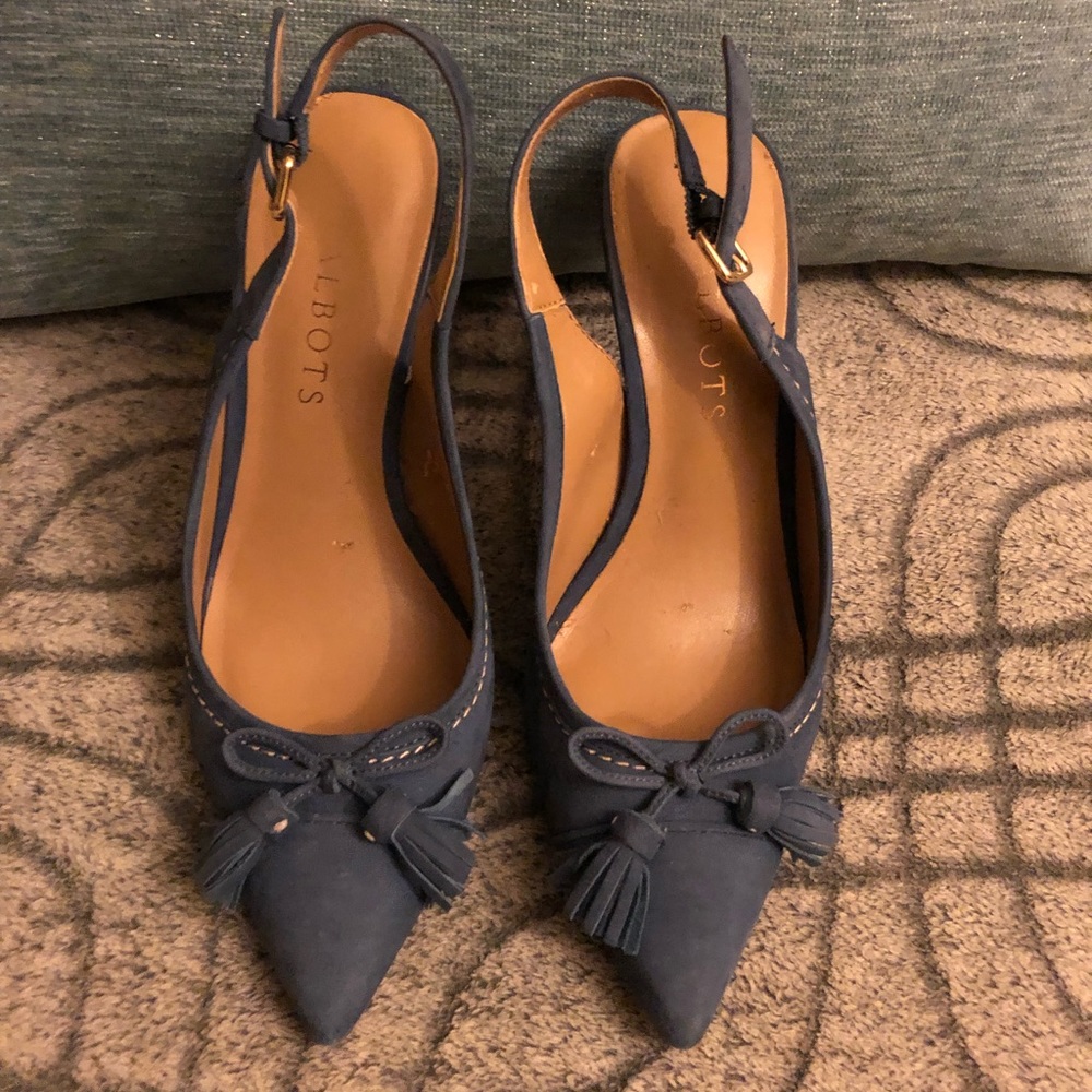 Talbots Pointy Leather Slingback Heel With Tassels